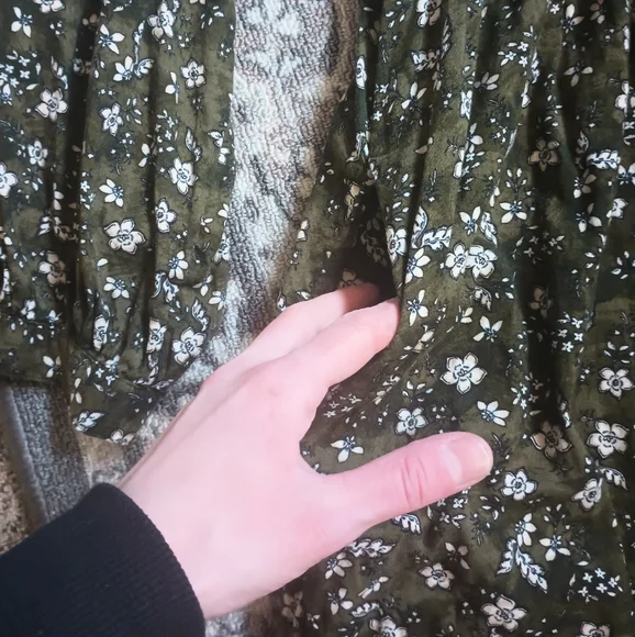 Old Navy Peasant Dress XL Mini Green Floral Balloon Sleeve Boho Forest Fairy - Picture 6 of 13